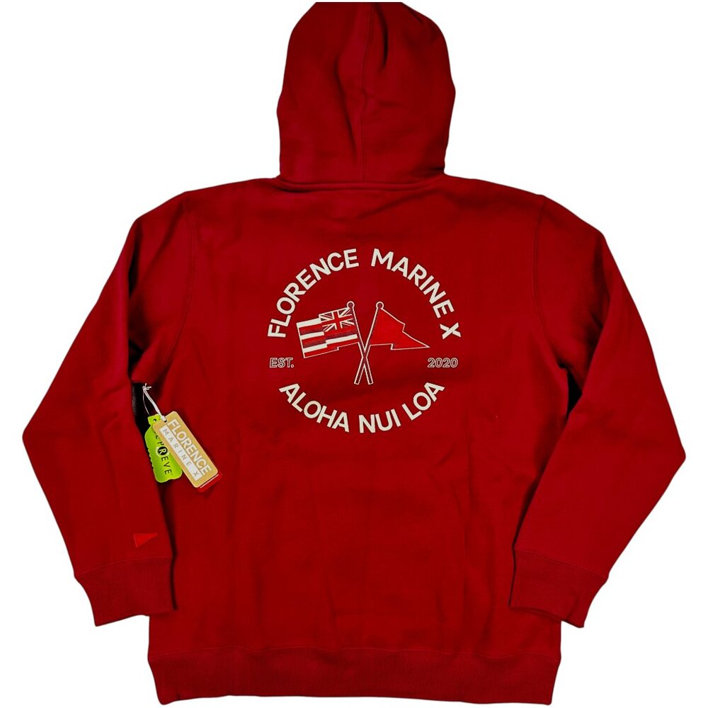 Florence Marine X Nui Loa Hoodie Maroon Red Organic Cotton Mens Surf Outdoors